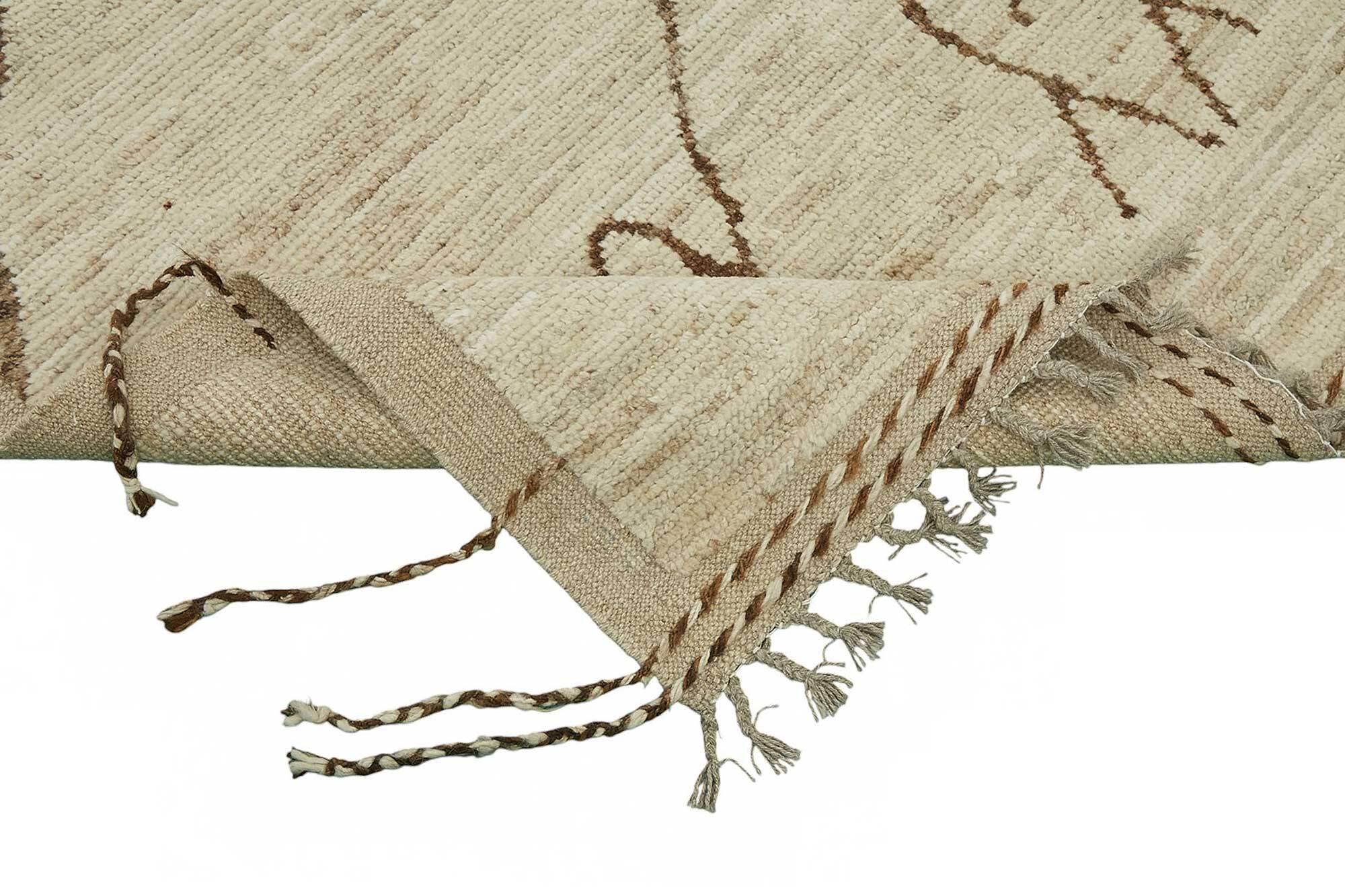 Hand-Knotted Tribal Unique 208 cm x 303 cm Beige Wool Carpet