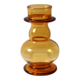 Mid-century Small Amber Honey Pressed Glass Vase / Italy / 1960s