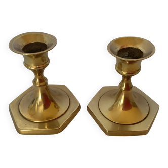 Pair of mini brass candlesticks