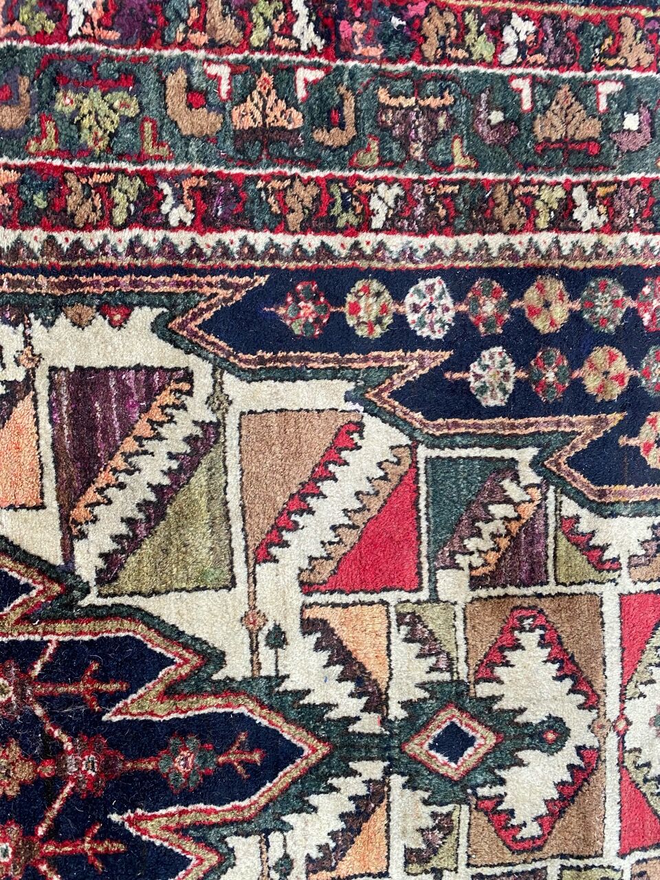 Handmade ancient Persian mazlaghan carpet