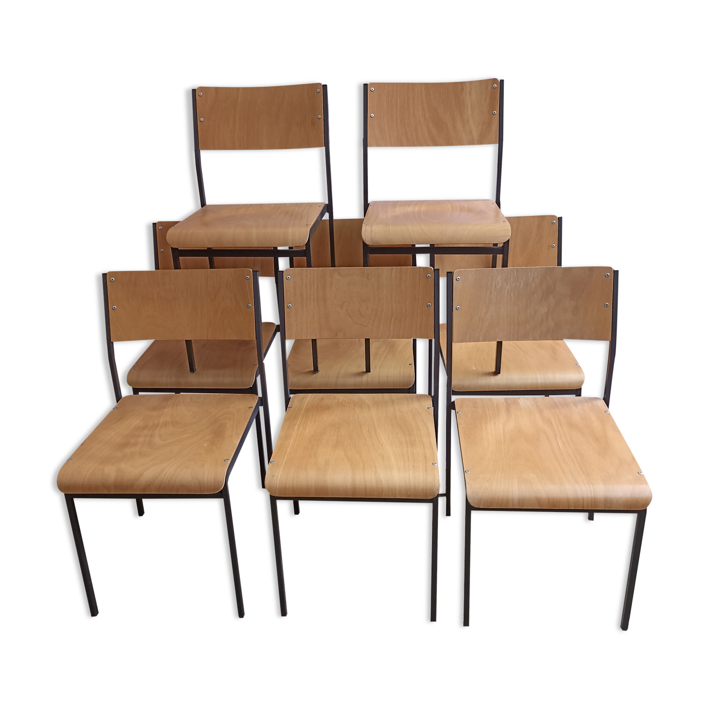Set of 8 industrial chairs