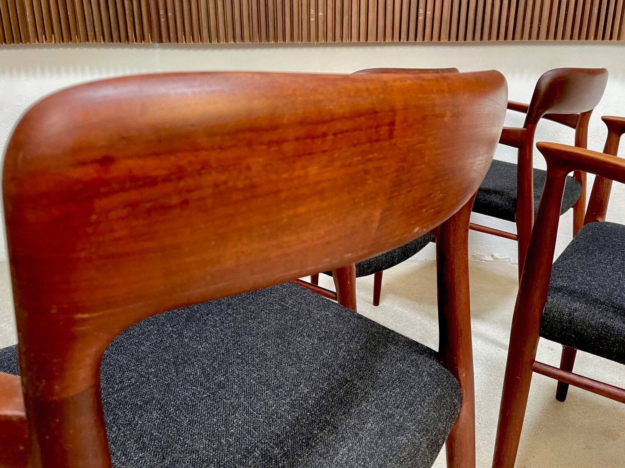 Danish teak model 56 chairs by Niels O. Møller for J.L. Møllers, 1954, set of 4