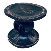 Handcrafted Low Stool in Carved Stained Wood, Africa, 1950s