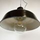Industrial black enamel lamp with glass cover, 1950s