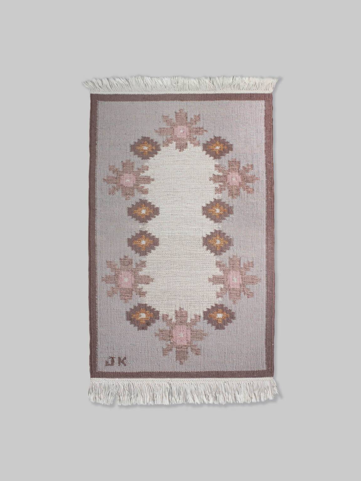 Karin Jönsson Flat-Woven Swedish Wool Rug, 70x120cm, Signed