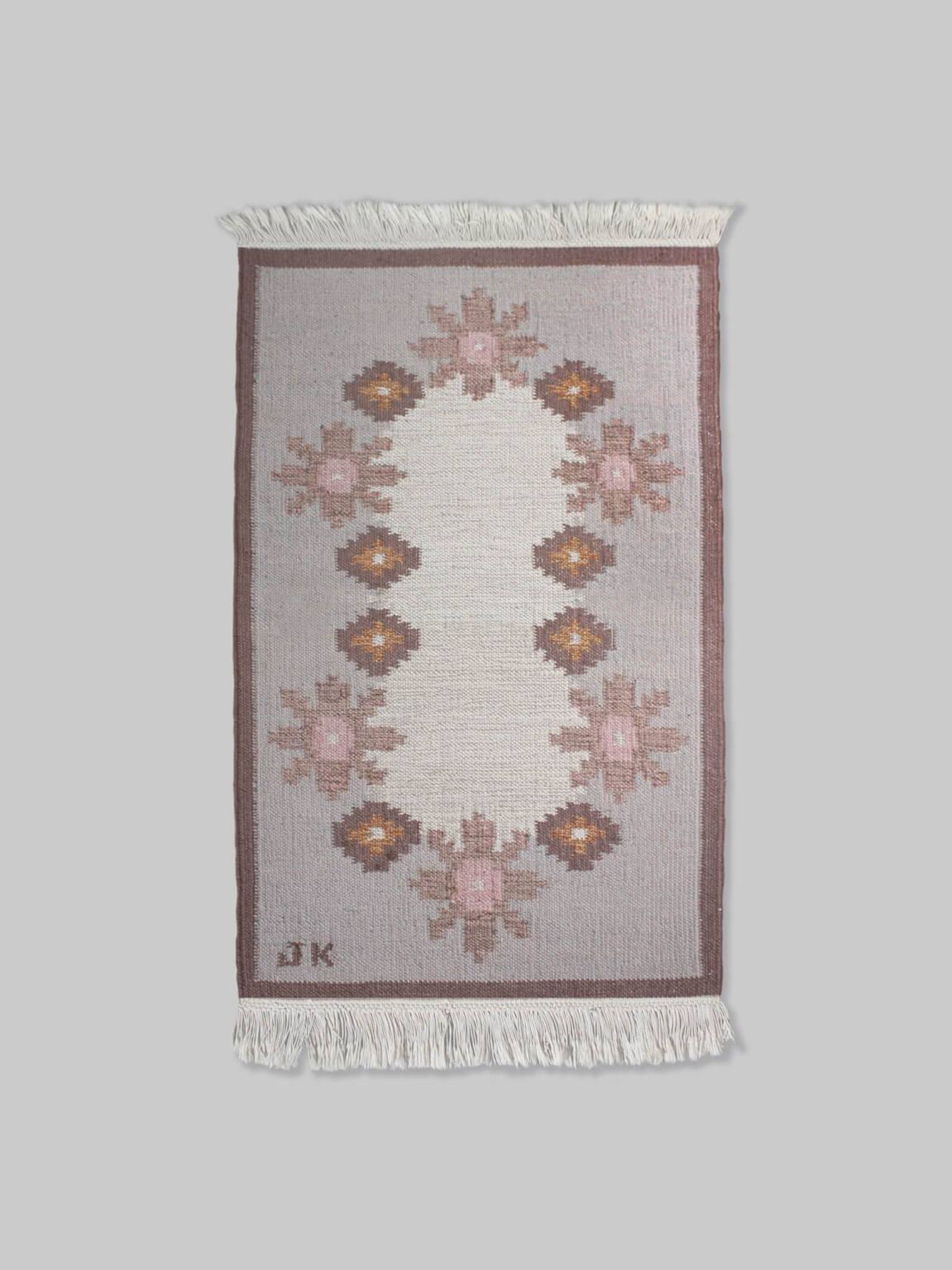 Karin Jönsson Flat-Woven Swedish Wool Rug, 70x120cm, Signed