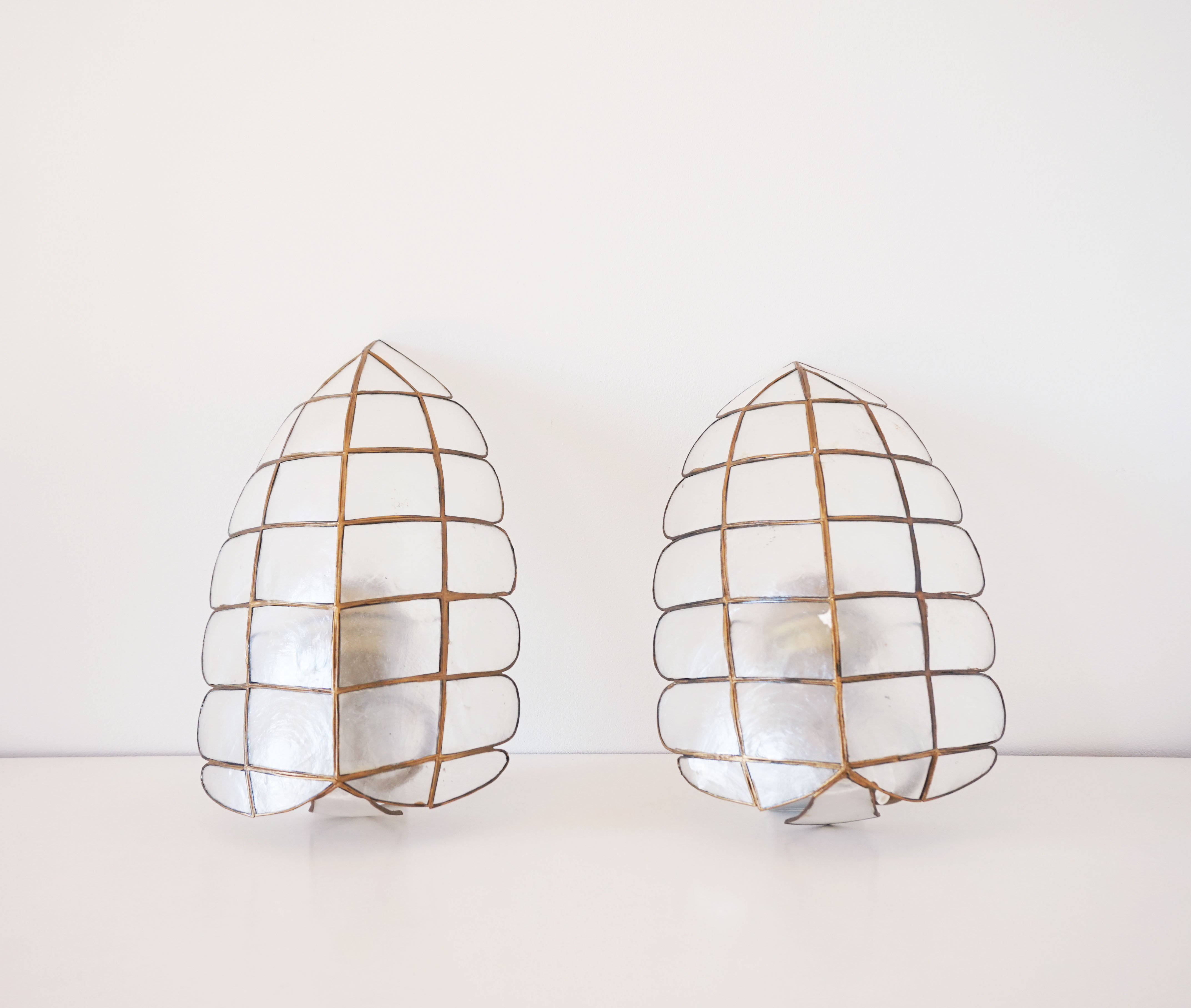 Pair of mother-of-pearl sconces