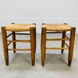 Pair of mulched stools style neo rustic wood