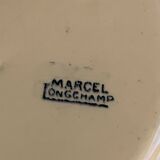 2 sets of 9 flat plates in art deco blue earthenware Longchamp Terre de Fer