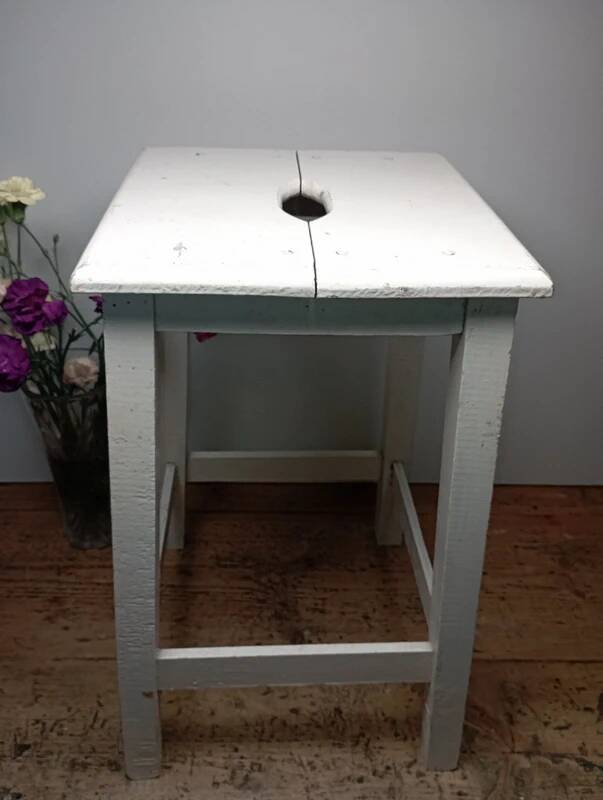 Vintage white wooden stool