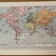 Lithographie planisphère carte de la Terre de 1928