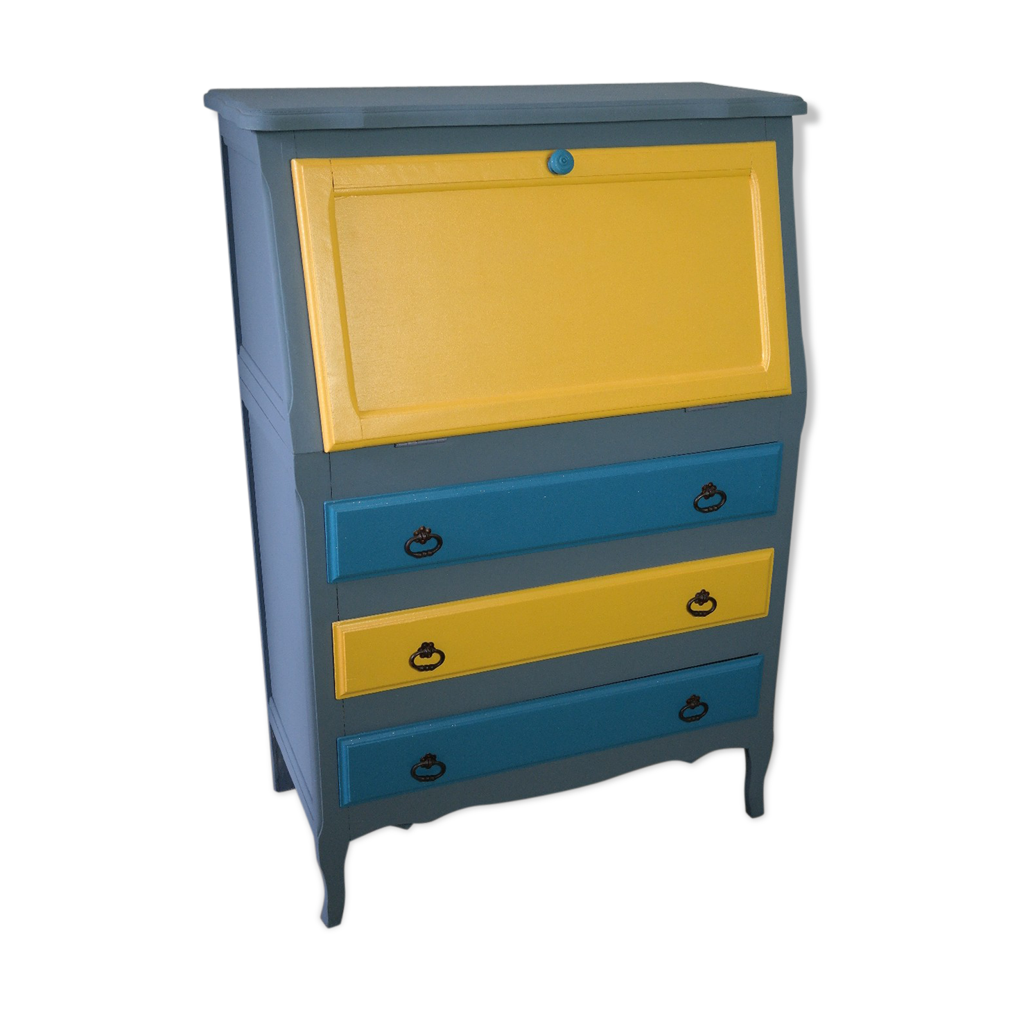 Bureau enfant dos d'âne vintage relooké
