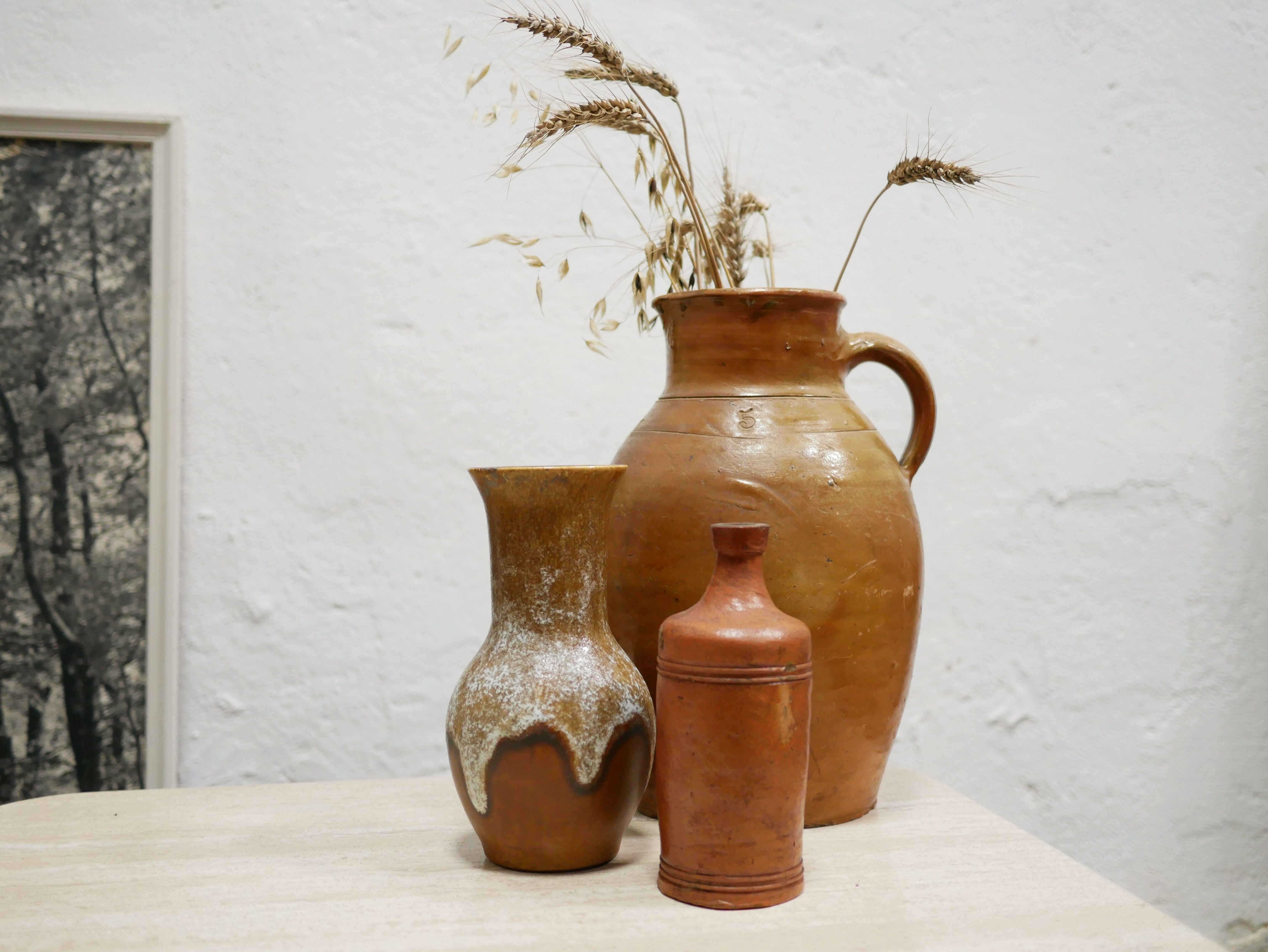 Pot à lait vintage en terre cuite vernissée