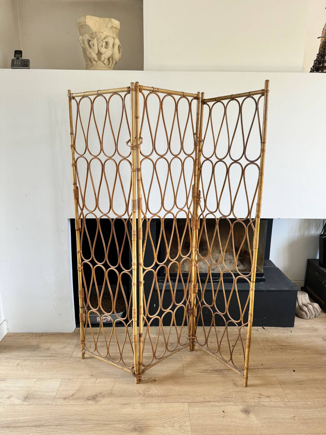 Vintage rattan screen