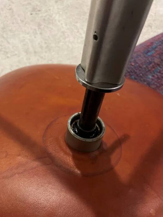 First edition Arne Jacobsen Swan chair, original patinated leather, 1950s