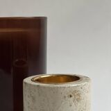 Cylindrical travertine candlestick by Fratelli Mannelli, Italian design 1970