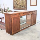 Double-sided counter in wood and pink marble (233 cm)