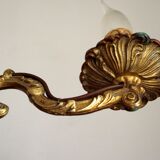 French vintage mid century cast bronze 3 light chandelier wooden drips 4324