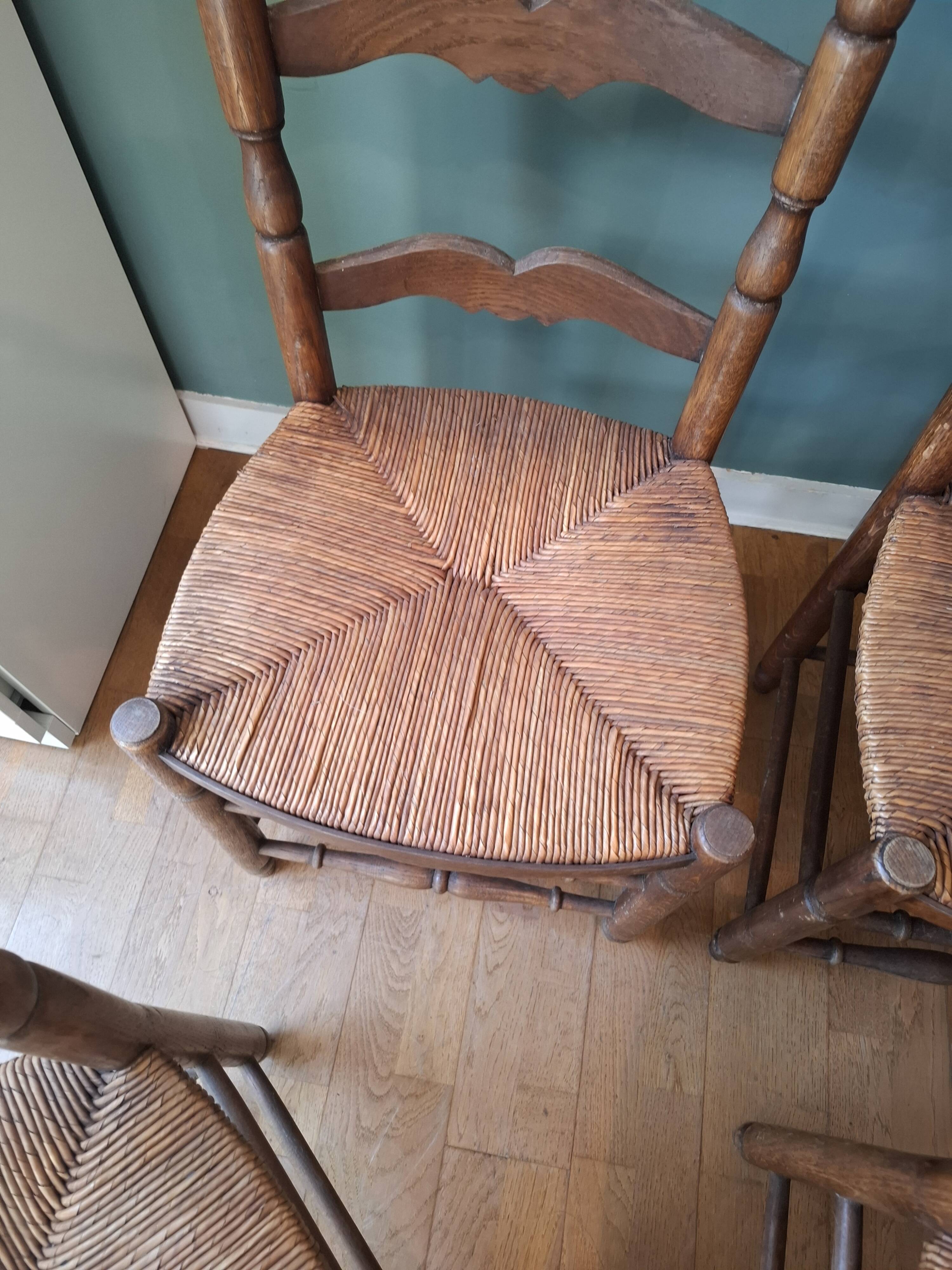 4 rustic straw chairs