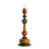 Belle grande lampe de table des années 1980 en bois de pin coloré.