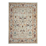Handmade Cream Wool Floral Rug, Modern Oriental Living Room Carpet