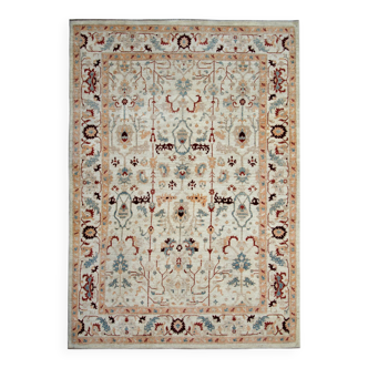 Handmade Cream Wool Floral Rug, Modern Oriental Living Room Carpet