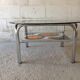Table basse vintage verre fumé, céramique années 70