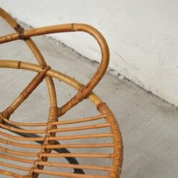 Round bamboo and rattan armchair