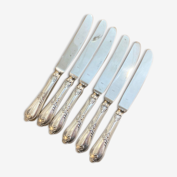 Series of 6 silver metal knives