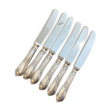 Series of 6 silver metal knives