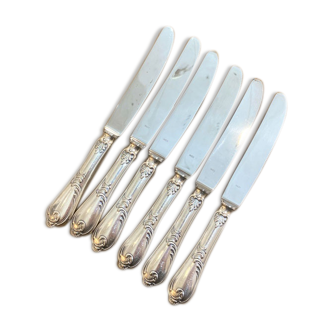 Series of 6 silver metal knives