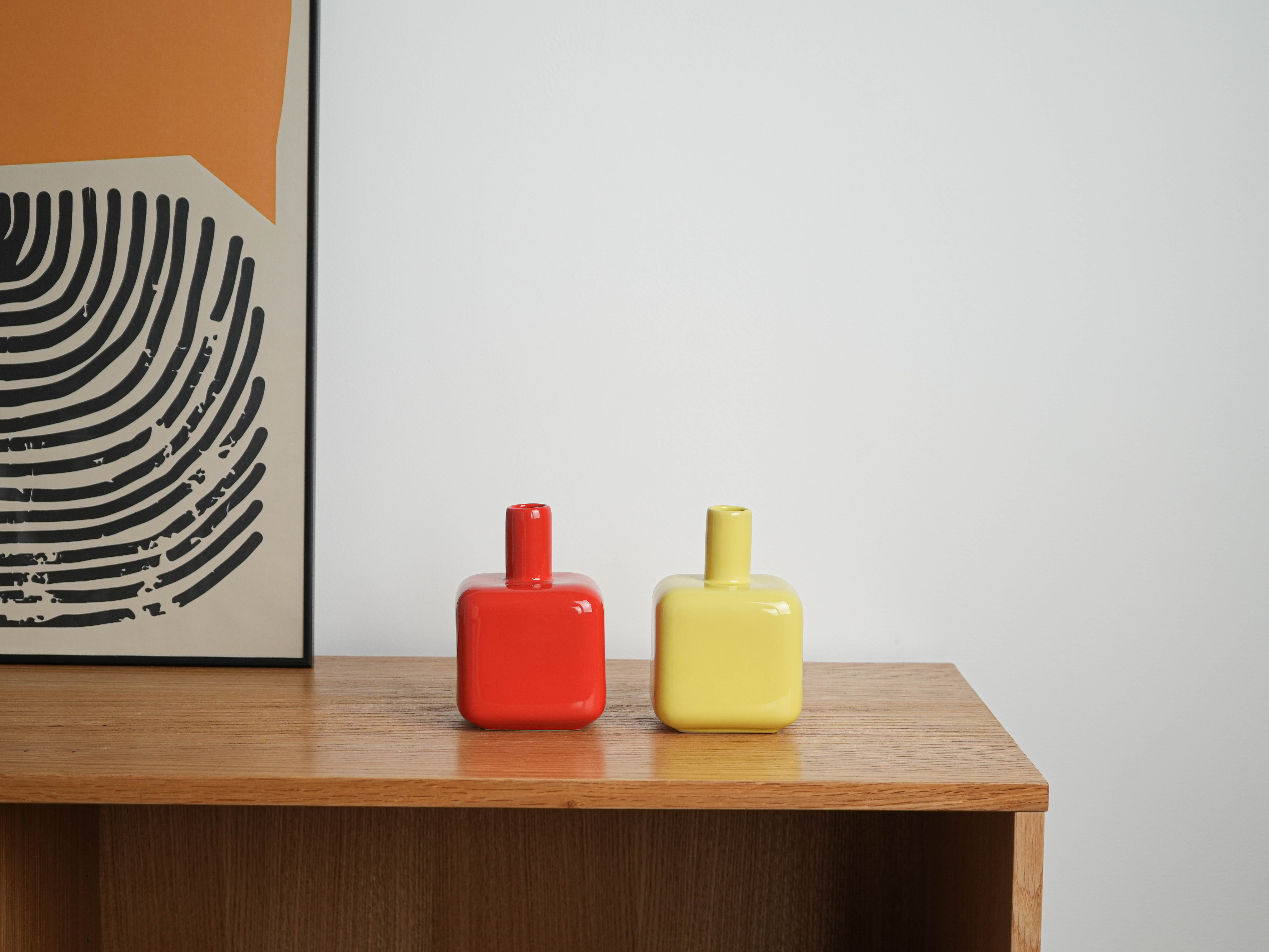 Yellow ceramic vase, German design, 1990s, manufactured by ASA Selection