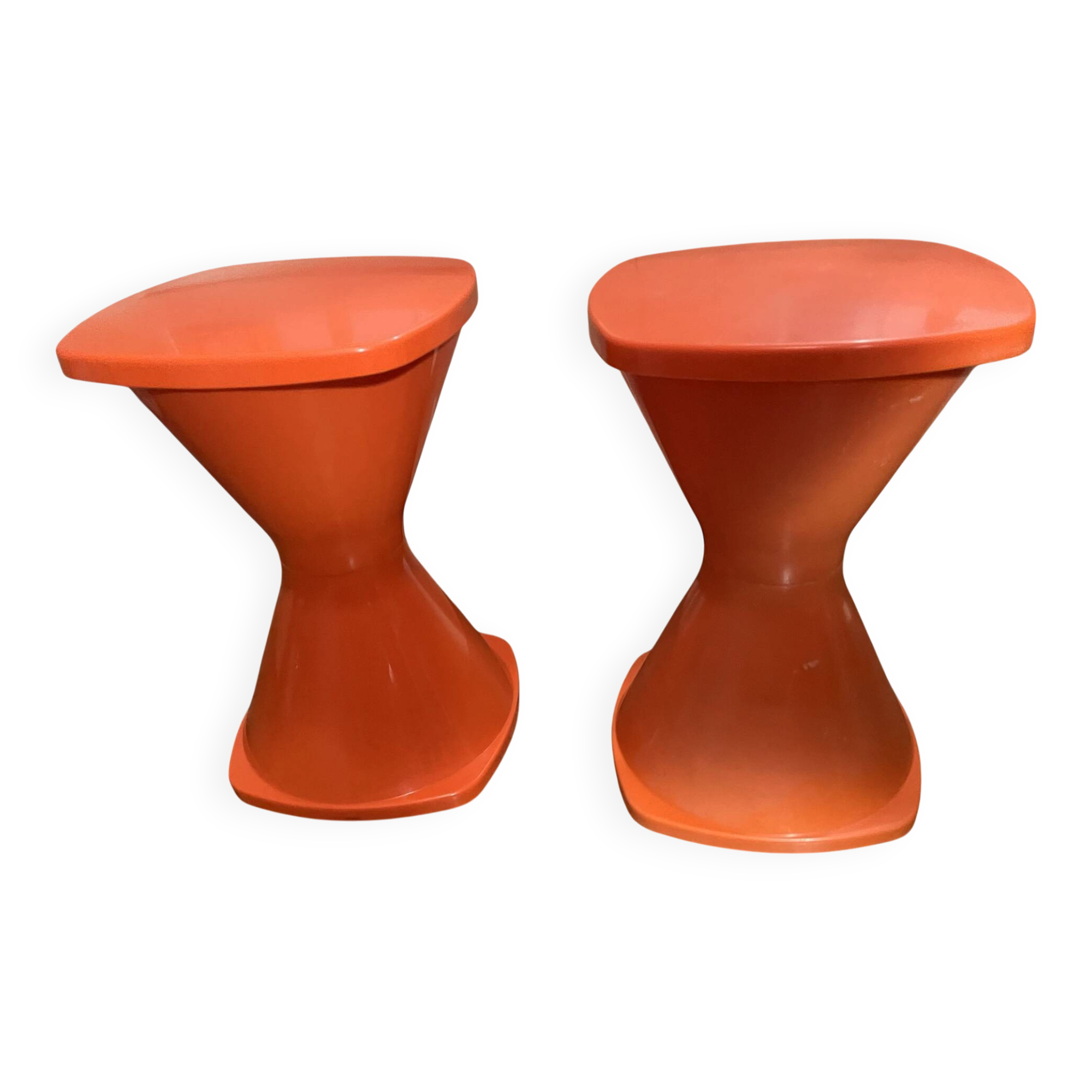 2 vintage orange Pola stools