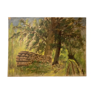 Peinture paysage vintage