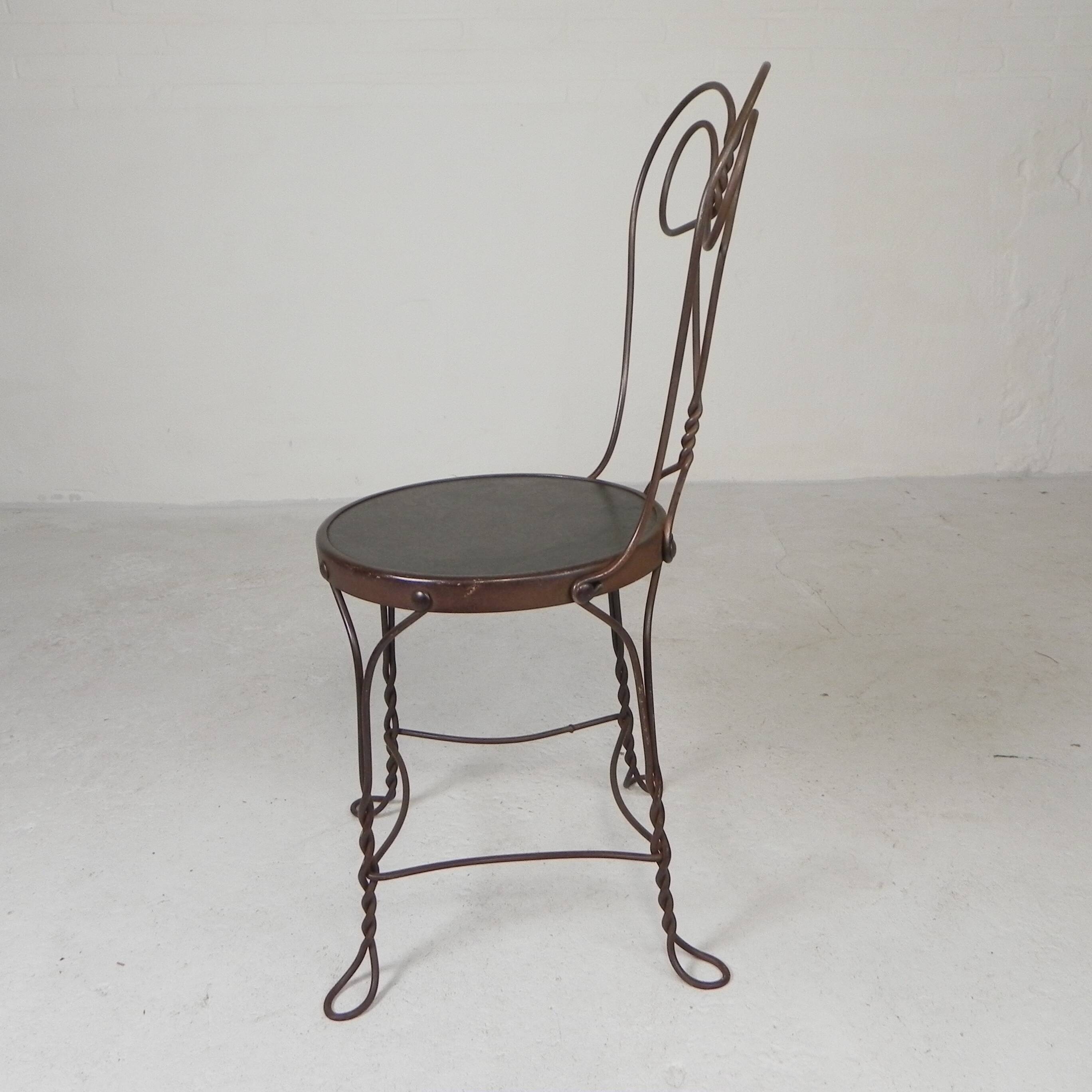 Graceful American steel chair for an ice cream shop, 1940s.