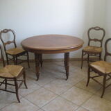 Table Louis Philippe - 4 walnut mulched chairs