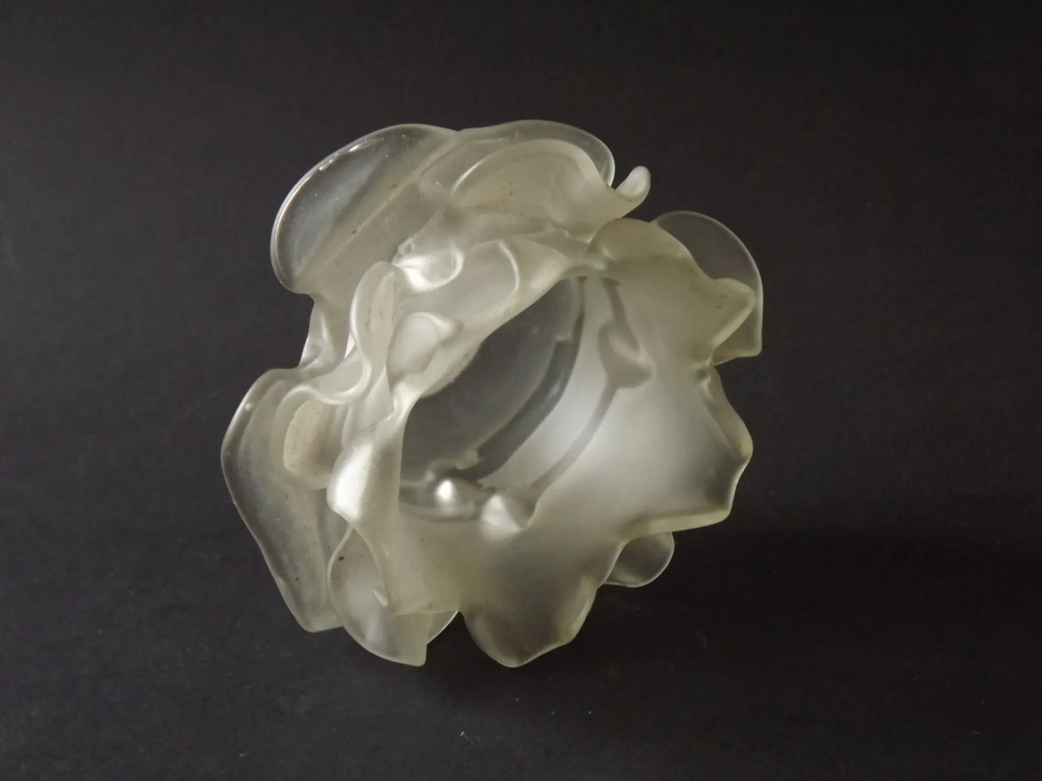 Vintage French Art Deco Frosted Satin Glass Rose Petal Flower Lamp Shade
