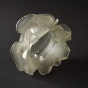 Vintage French Art Deco Frosted Satin Glass Rose Petal Flower Lamp Shade