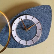 Horloge formica vintage pendule murale silencieuse asymétrique "Vert doré ronds"
