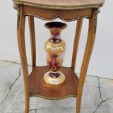 Selette pedestal side table Louis XV style with decorated marquetry and rosewood - 1900s
