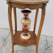 Selette pedestal side table Louis XV style with decorated marquetry and rosewood - 1900s