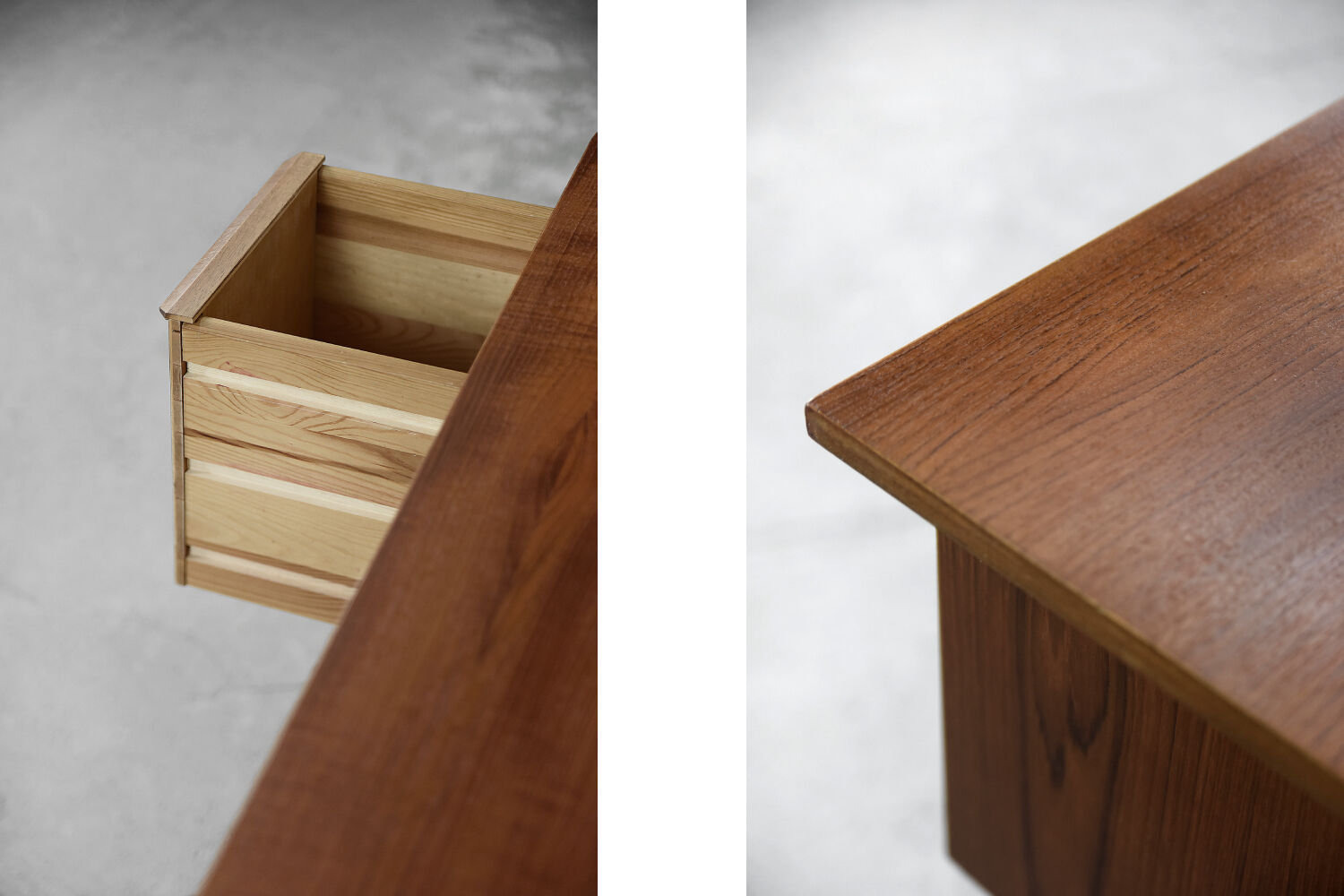 Classic vintage mid-century scandinavian modern teak desk with drawers, 1960s