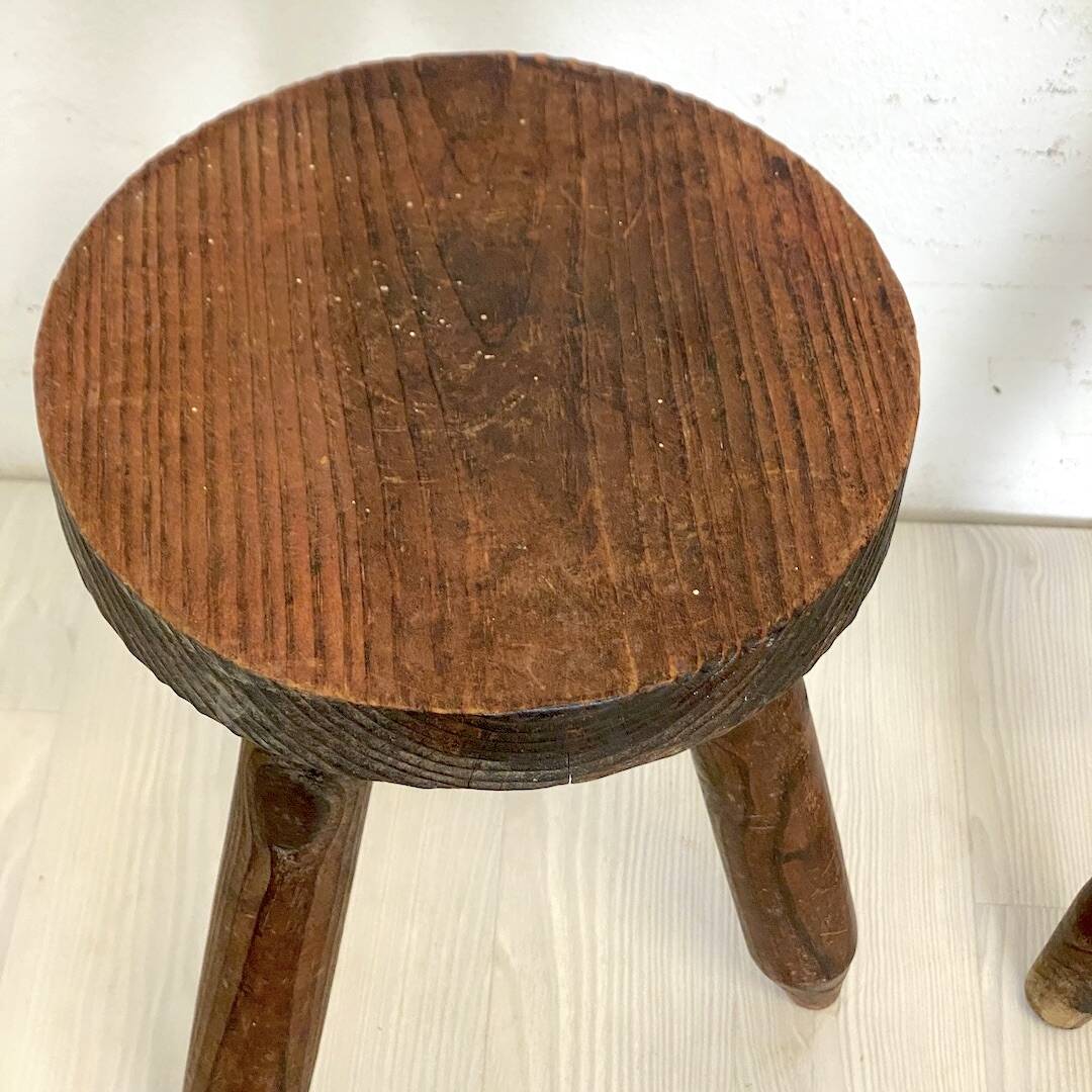 Pair of brutalist tripod stools