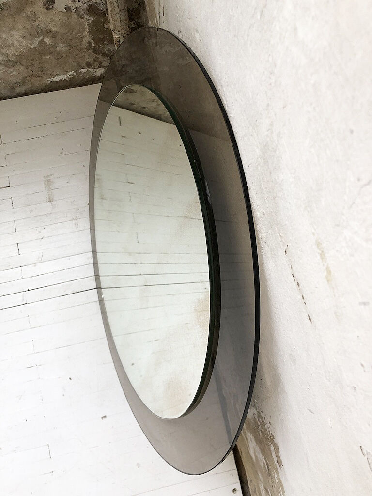 Smoked round design mirror Veca Italy