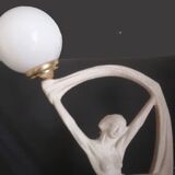 Art Deco lamp with stoneware resin sculpture, 1960s