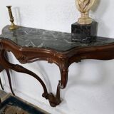 Console table wood and green marble from Aosta