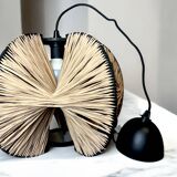 Lampe rustique portugaise en bois noir, années 1960
