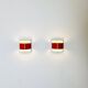 Curved Wall Lamps In Red And White By Peter Celsing For Falkenbergs Belysning, Sweden 1960S