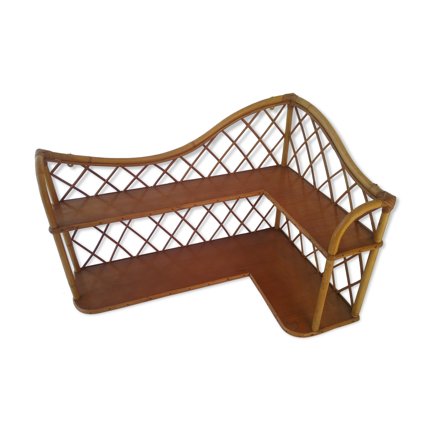 L shaped rack in rattan