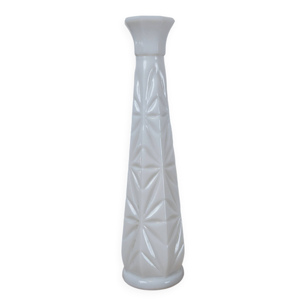 Soliflore vintage verre blanc moulé style Art déco années 60
